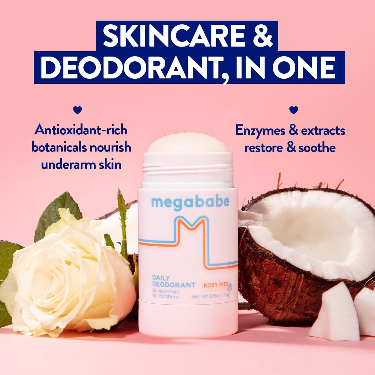 Megababe Daily Deodorant – Rosy Pits with 72 hour Odor 2.6 Ounce (Pack of 1)