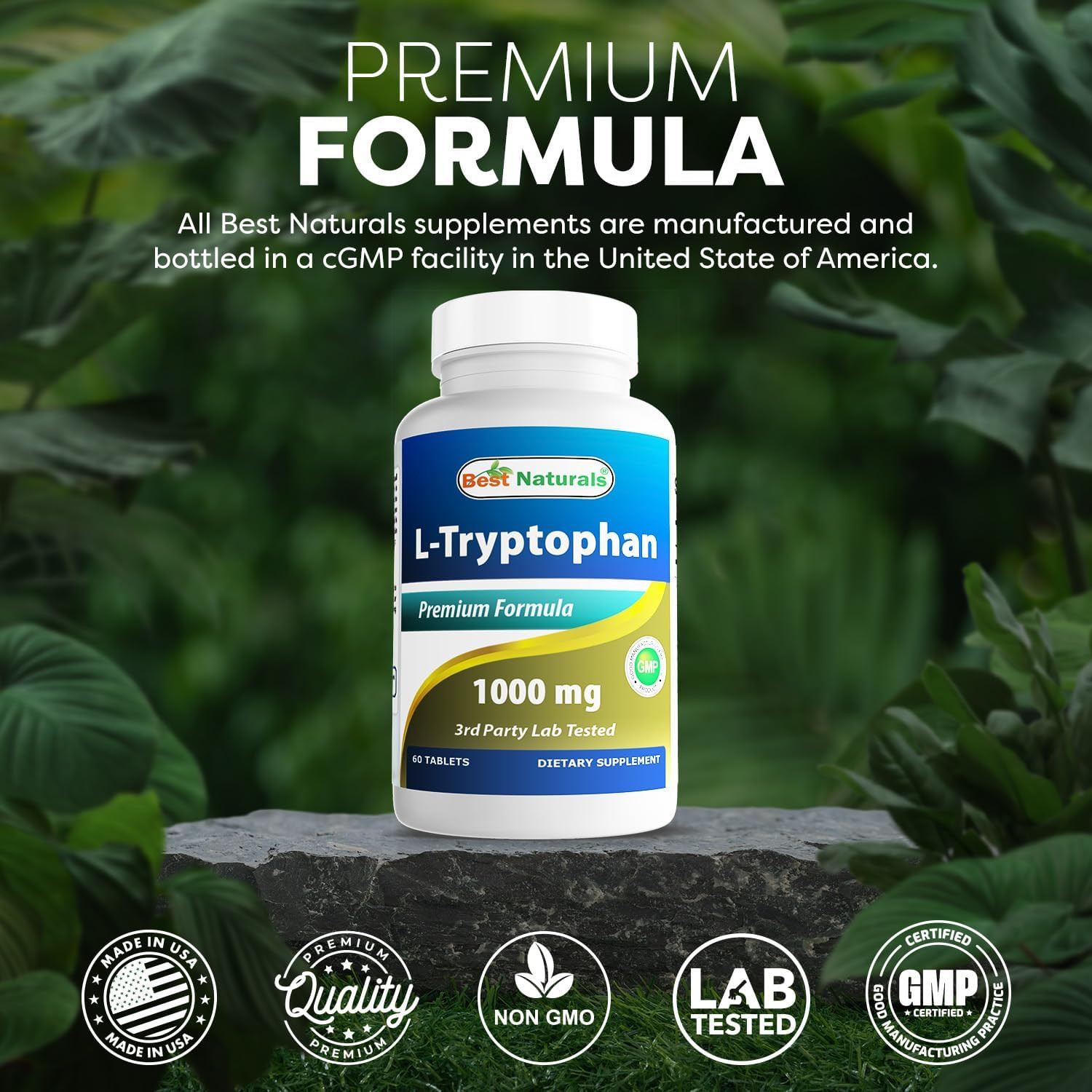 L-Tryptophan 1000 Mg 60 Tablets (60 Count (Pack of 3))