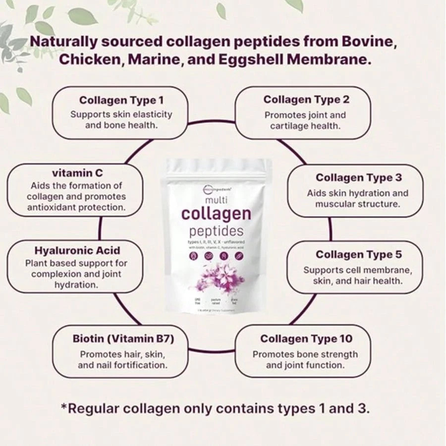 Multi Collagen Peptides Powder – 5 Collagen Types Designed for Skin, Hair, Joint