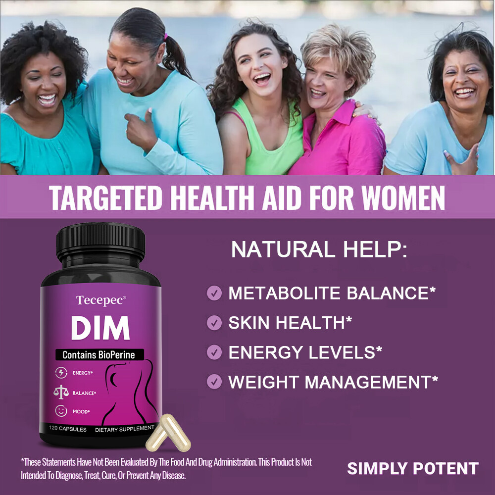 DIM (Diindolylmethane) 300mg, 30/60/120 Capsules with BioPerine 5mg