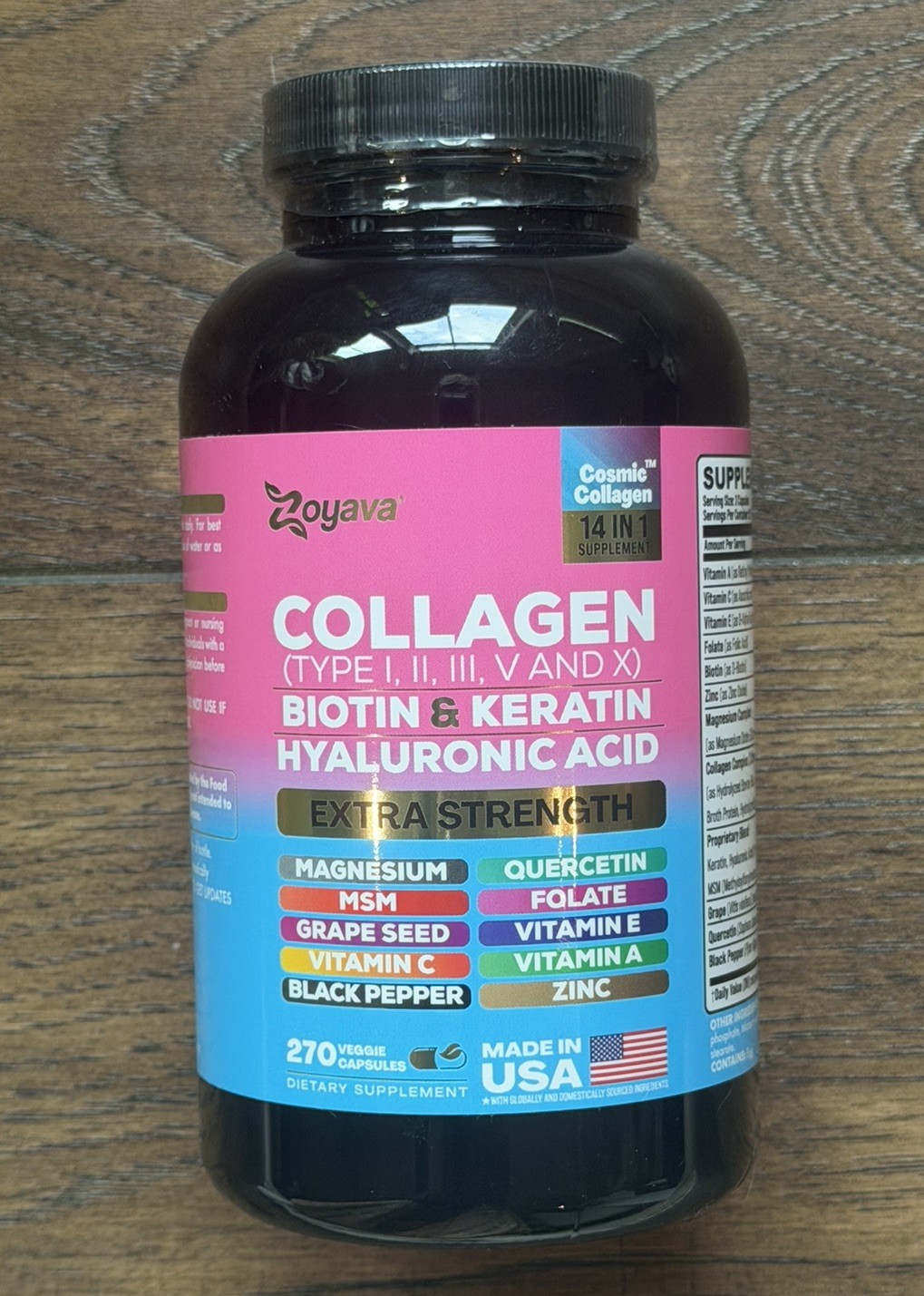 Zoyava Collagen Pills Peptides Types I, II, III, V & X Exp 05/2029 270 ct