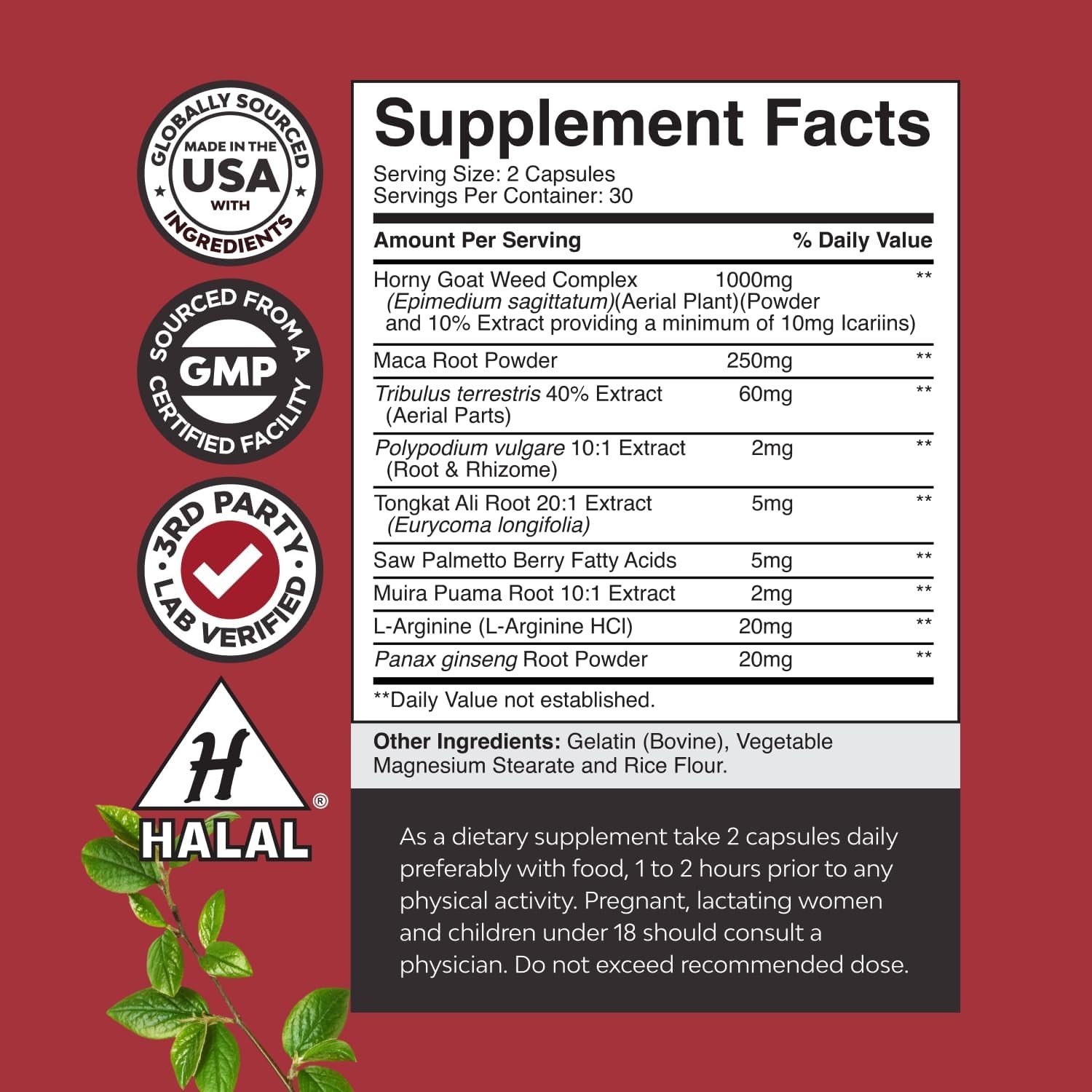 Horny Goat Weed for Men – Extra Strength Male Supplement 60 Count (Pack of 1)