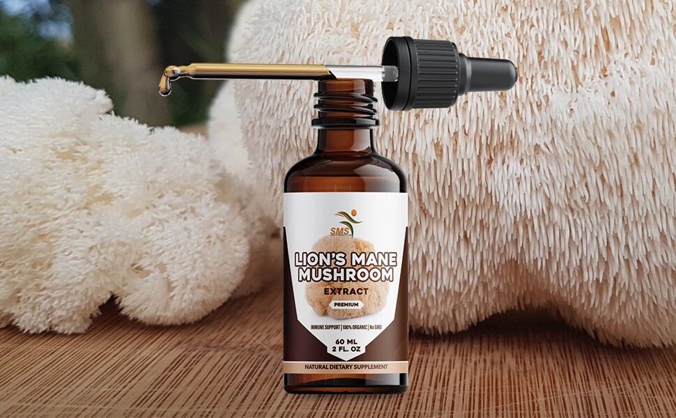 Lions Mane Mushroom Extract Organic Non GMO Tincture Liquid Herbal Drops 2 Fl Oz