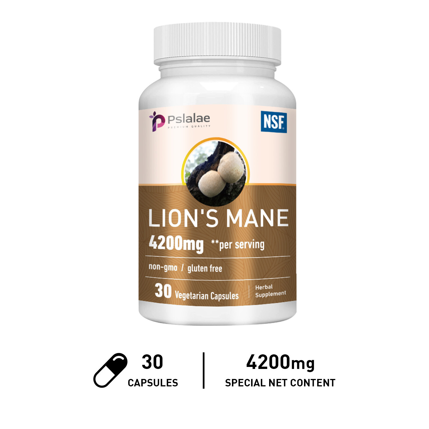 Lion’s Mane 4200mg – Bioperine, Brain Booster Supplement, Focus & Memory Support