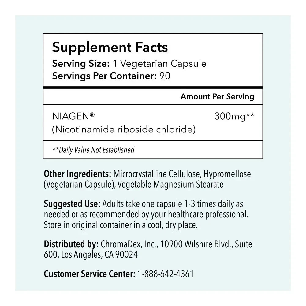 3 Pack Tru Niagen Nicotinamide Riboside Chloride 300mg 90 NR Vegetarian Capsules