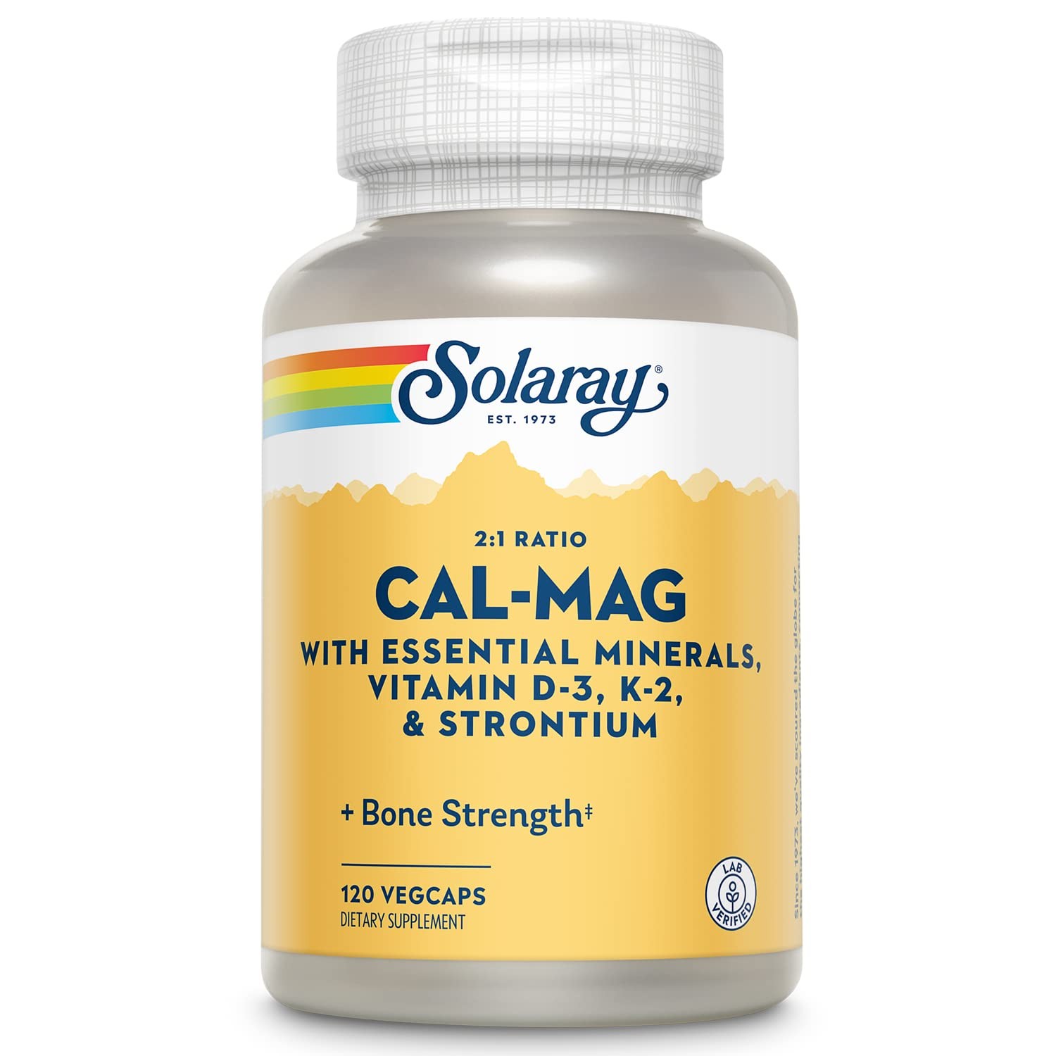 Solaray Cal-Mag Essential Minerals Calcium Magnesium Strontium Vitamins D-3 K-2