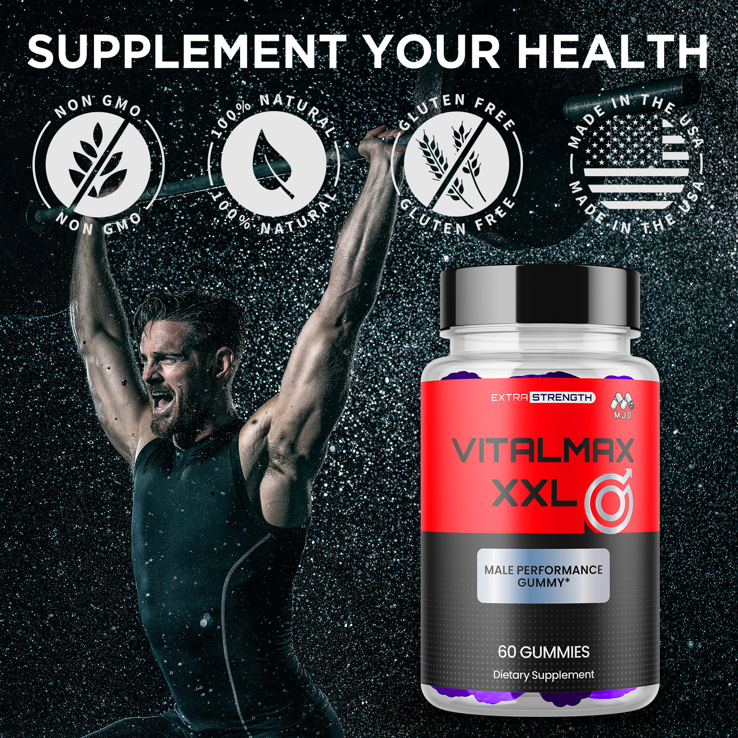 (1 Pack) Vitalmax XXL Male Gummys Advanced Male Support Supplement 60 Gummies