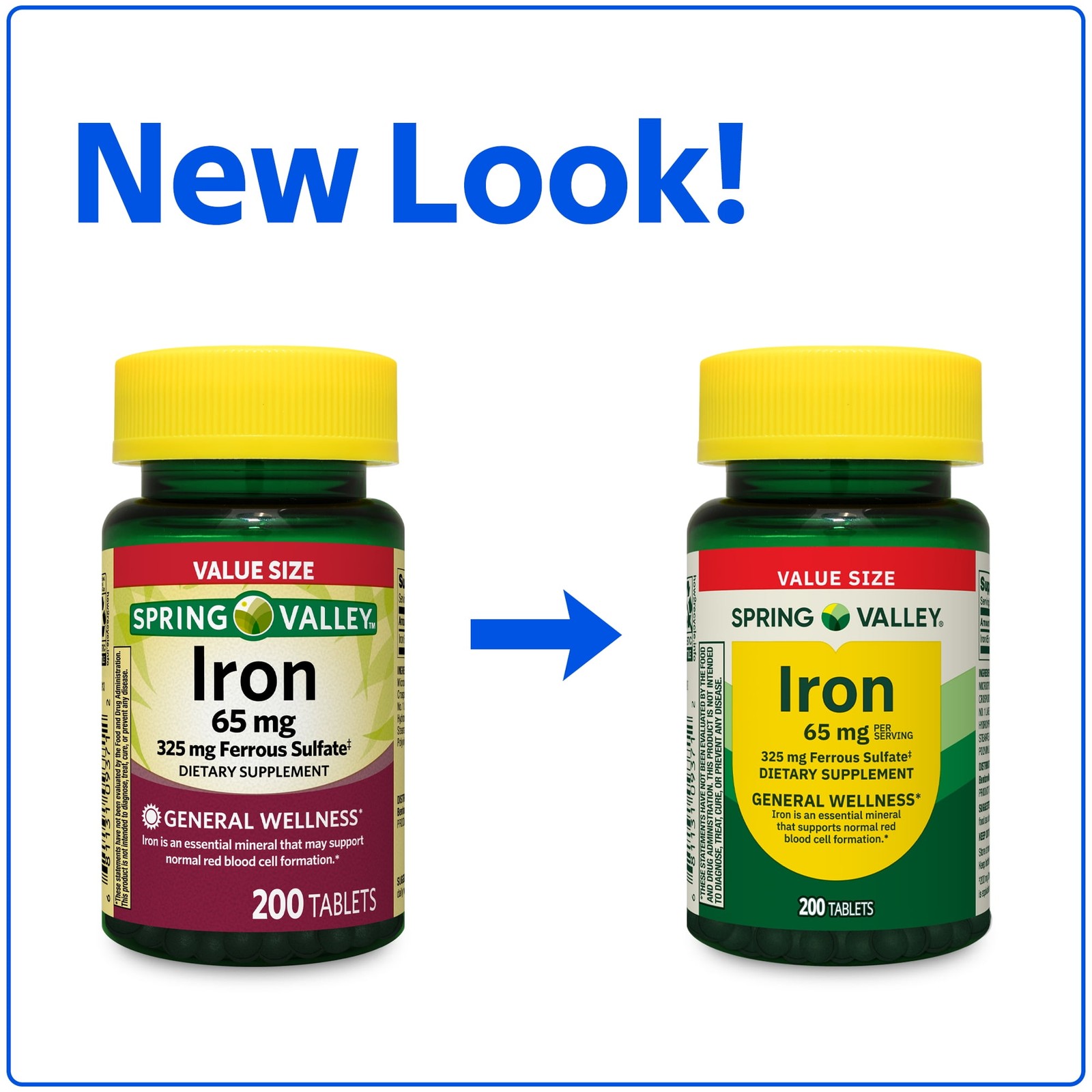 Spring Valley Iron 65 Mg, 200 Ct Total Tablets Pills Tablet Free shipping