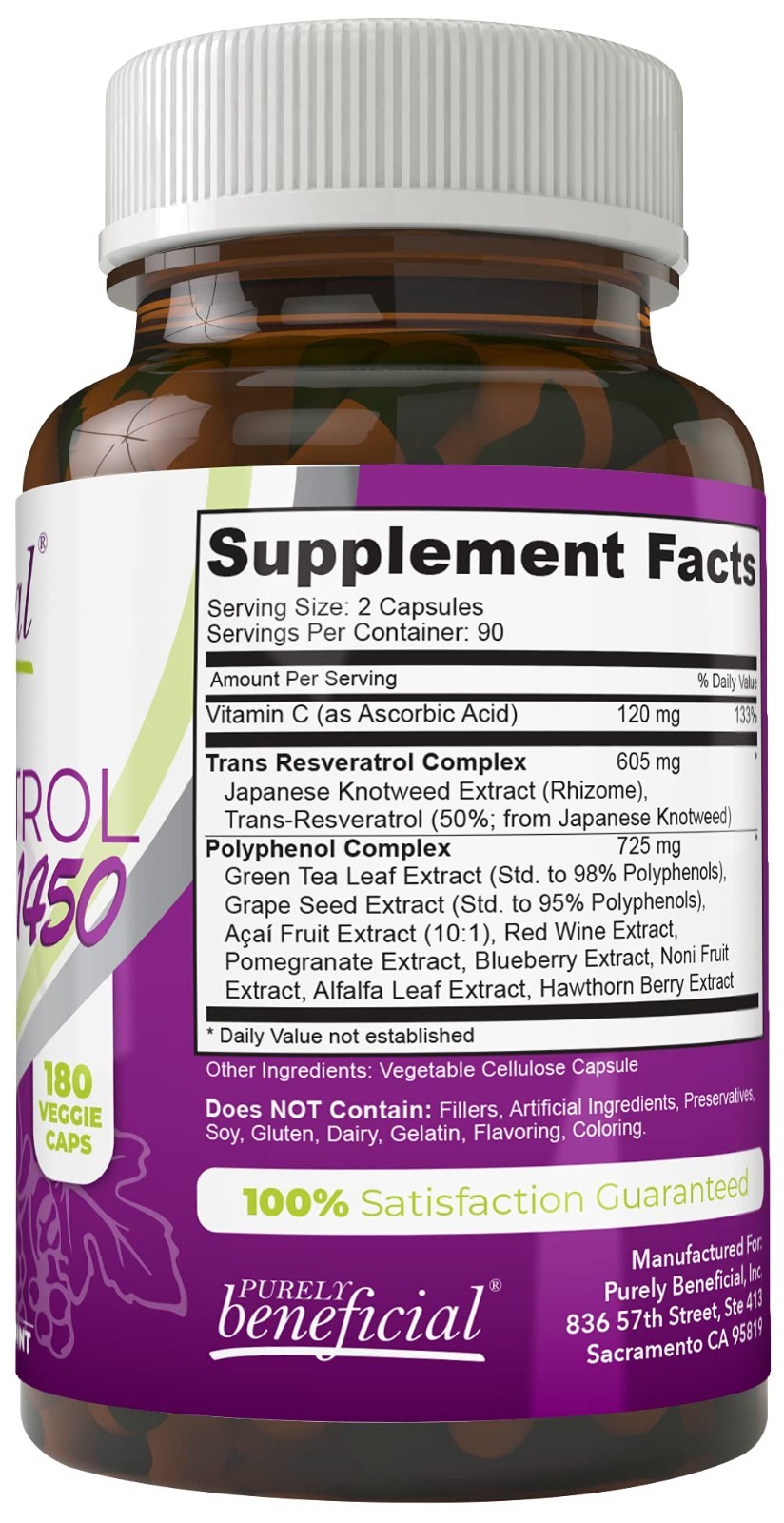 Potent Resveratrol 1450mg – 90 Day Supply, Antioxidant Support, Anti-Aging & Hea