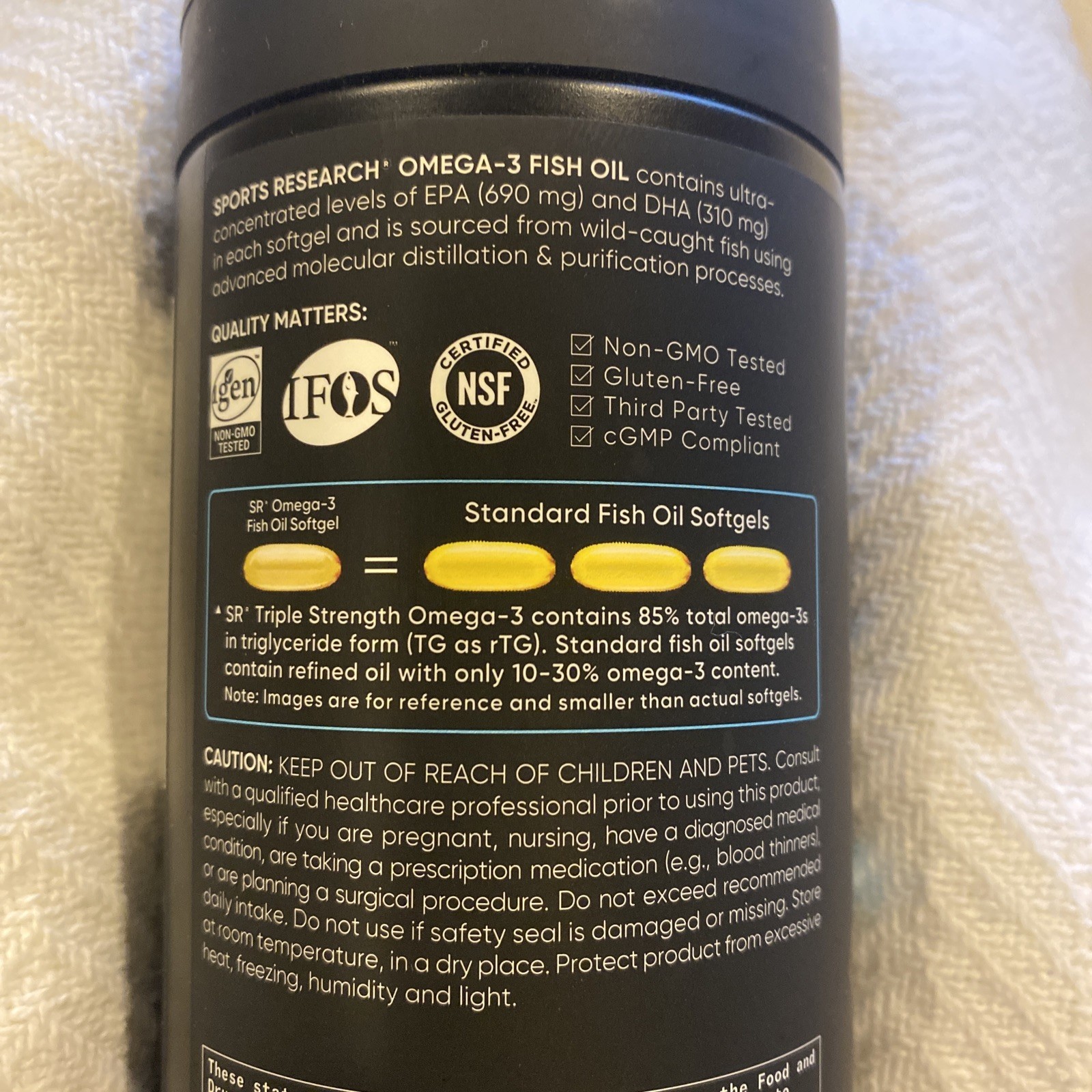 Sports Research Omega-3 Fish Oil Triple Strength 150 Softgels 1250mg Exp 08/2028
