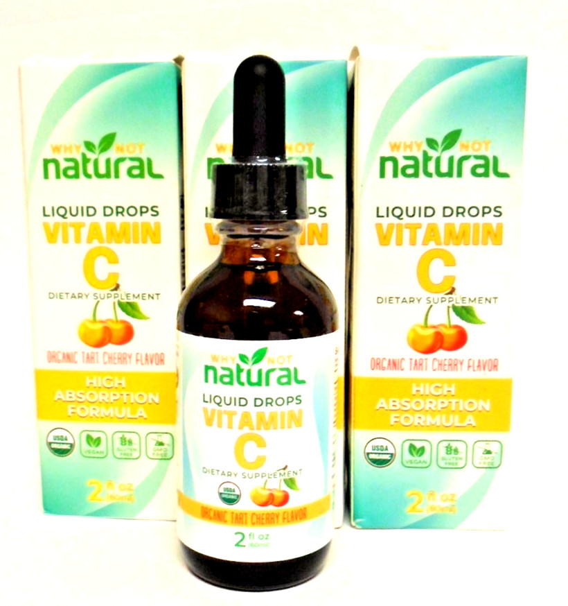 3X Why Not Natural Liquid Drops Vitamin C Dietary Supplements 2 fl oz Exp 2/2027