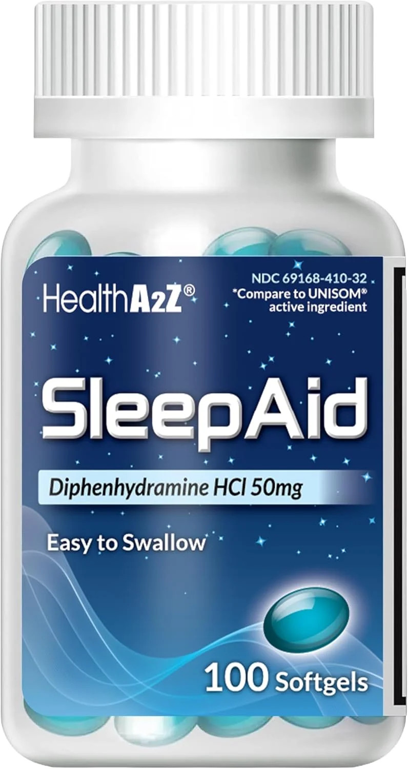 HealthA2Z Sleep Aid Diphenhydramine 50mg Softgels 100 Counts Sleep FROM USA