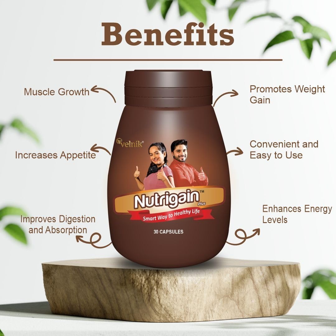 Nutrigain Plus Ayurvedic Weight Gainer Supplement Capsules Unisex, 60tab