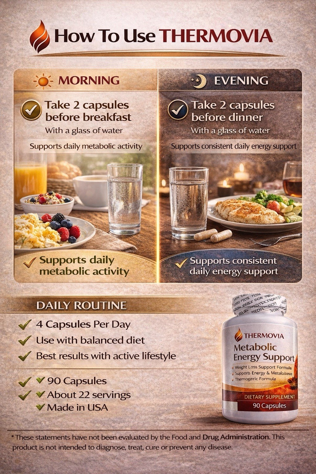 THERMOVIA Weight Management & Energy Metabolism Support Supplement 90 Capsules