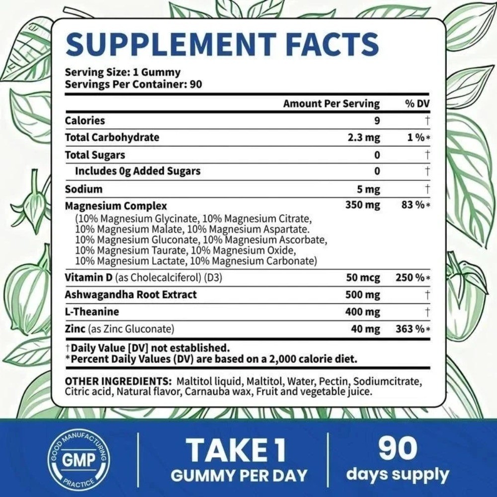 VEV 14-in-1 Magnesium Gummies with Ashwagandha,– Calm & Sleep Support