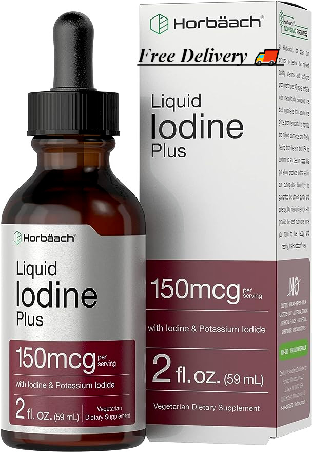 Liquid Iodine Solution Drops | 2 Fl Oz | 150 Mcg | Iodine & Potassium Iodine Sup
