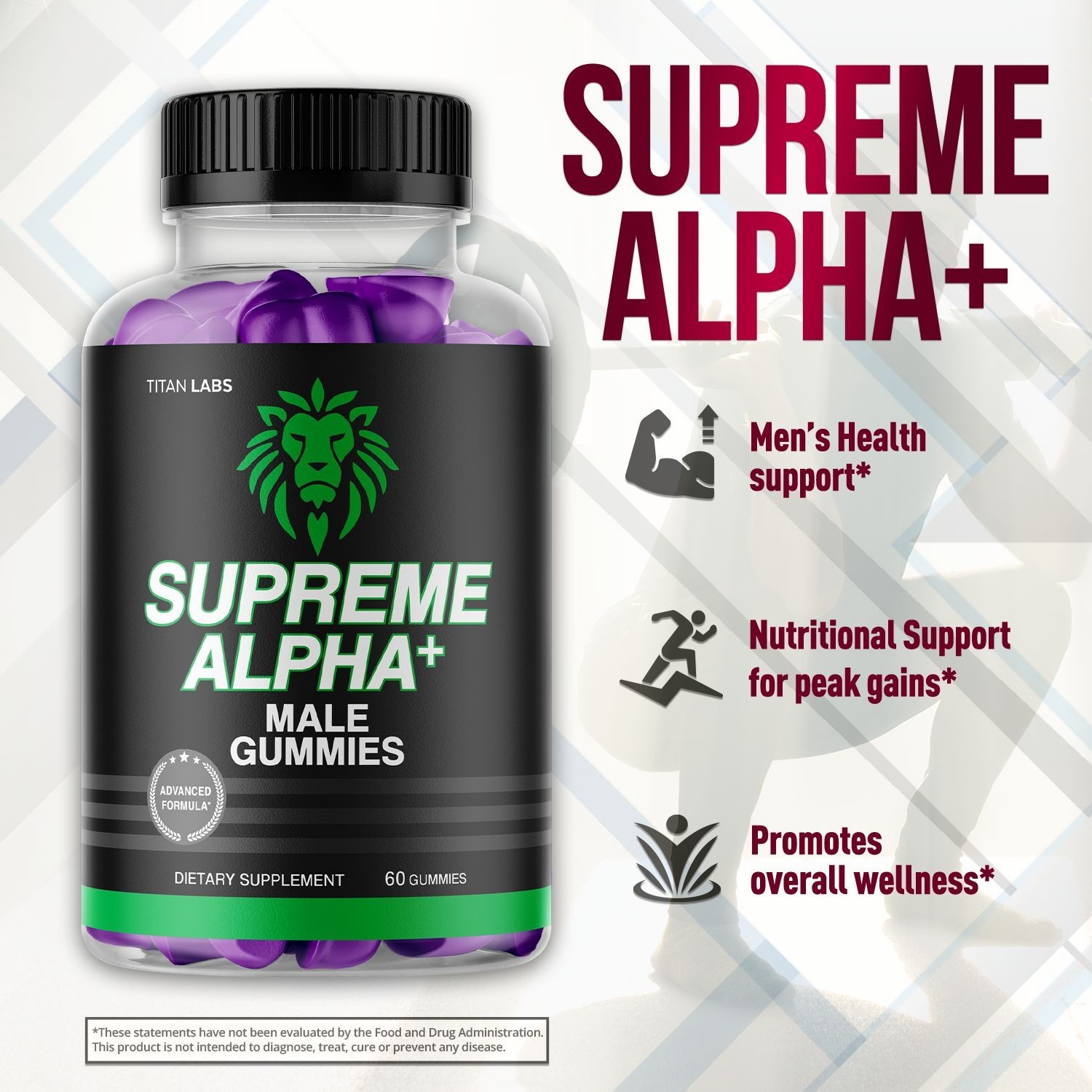 (1 Pack) Supreme Alpha Gummys Male Support Supplement SupremeAlpha 60 Gummies