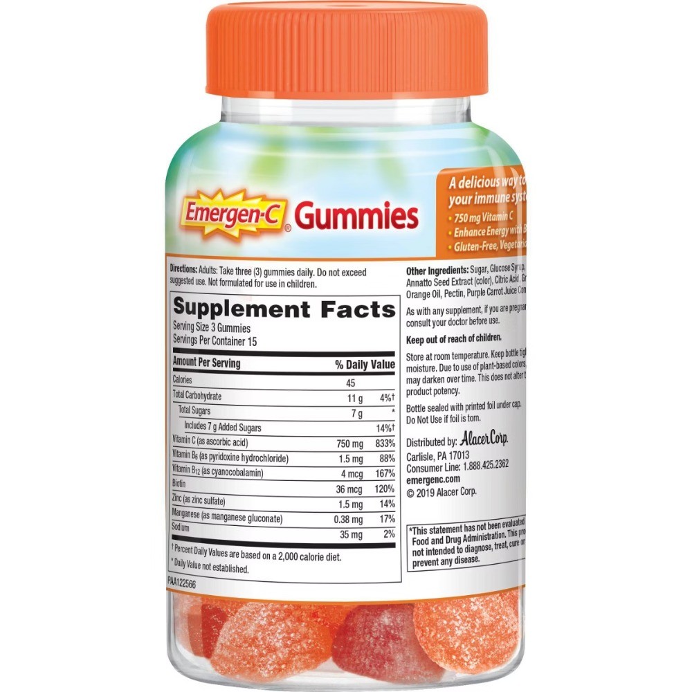 Vitamin C Immune Support Gummies – Orange, Tangerine & Raspberry – 45ct: Dietary