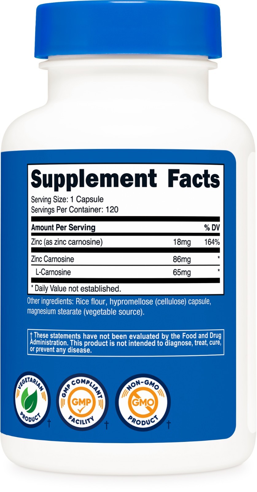 Nutricost Zinc Carnosine 86mg, 120 Capsules – Non-GMO, Gluten Free Supplement