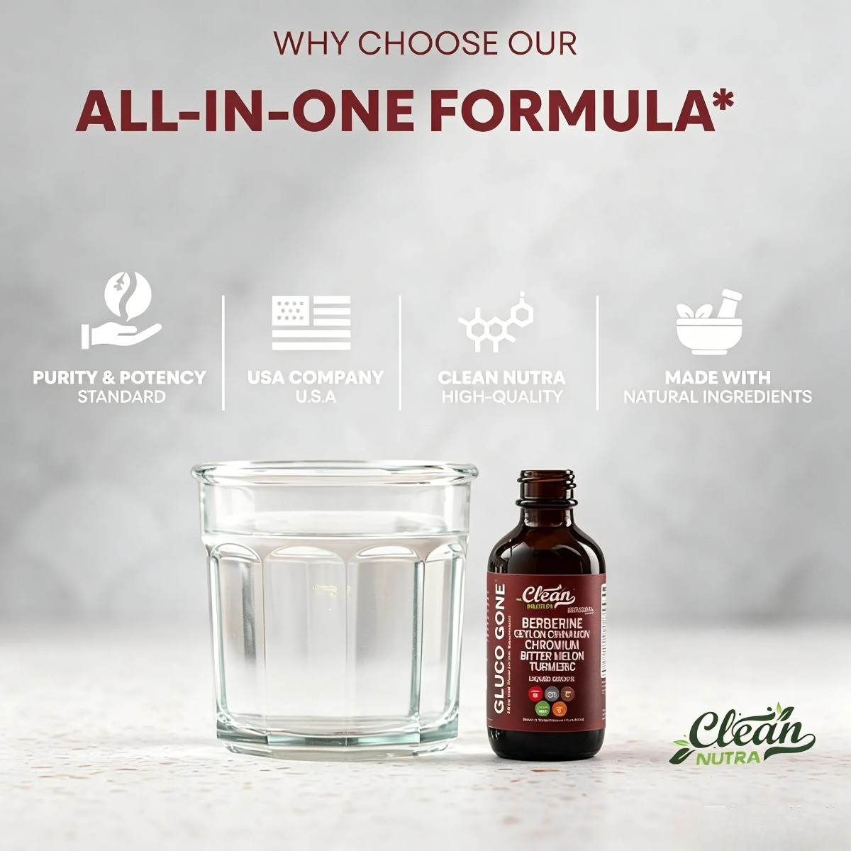 Clean Nutra Berberine with Ceylon Cinnamon Liquid Drops–Metabolism & Blood Sugar