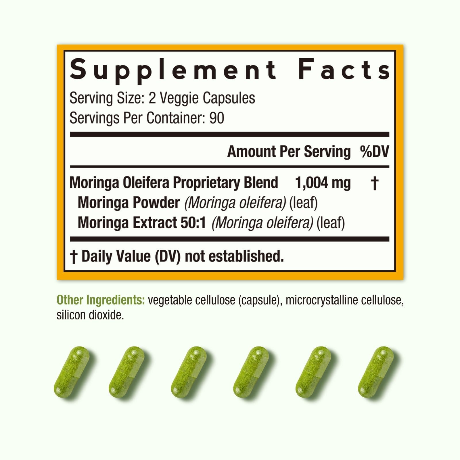 Moringa Oleifera Superfood Capsules – 180 Vegan Caps, Antioxidant Support, Non-G