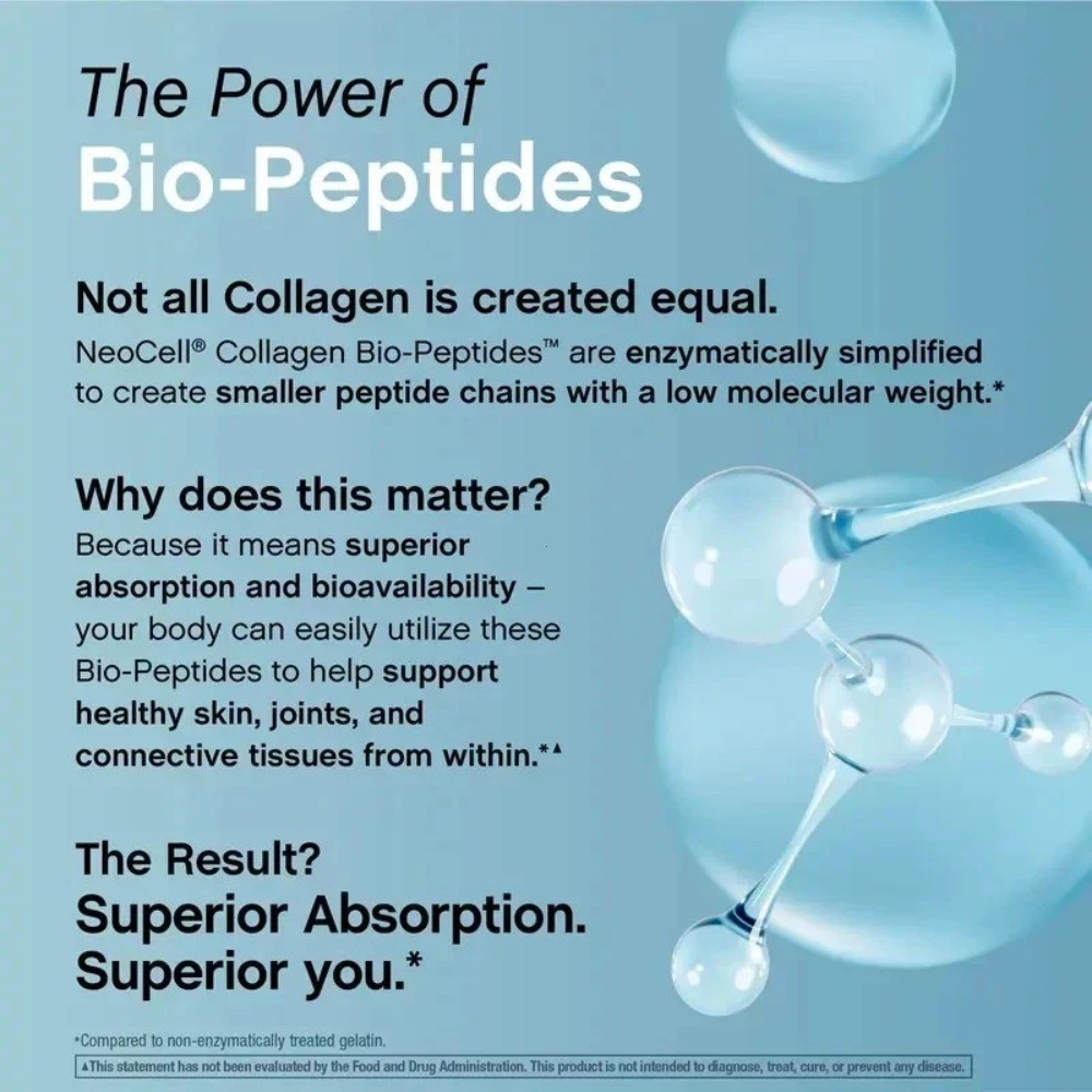 NeoCell Collagen Bio-Peptides Protein – 20oz, Grass Fed for Skin & Joint Support