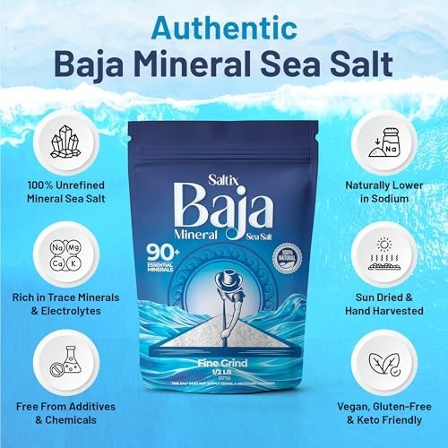 Saltix Baja Mineral Sea Salt – Fine Grind 1 Lb 160+ Servings – 100% Natur…