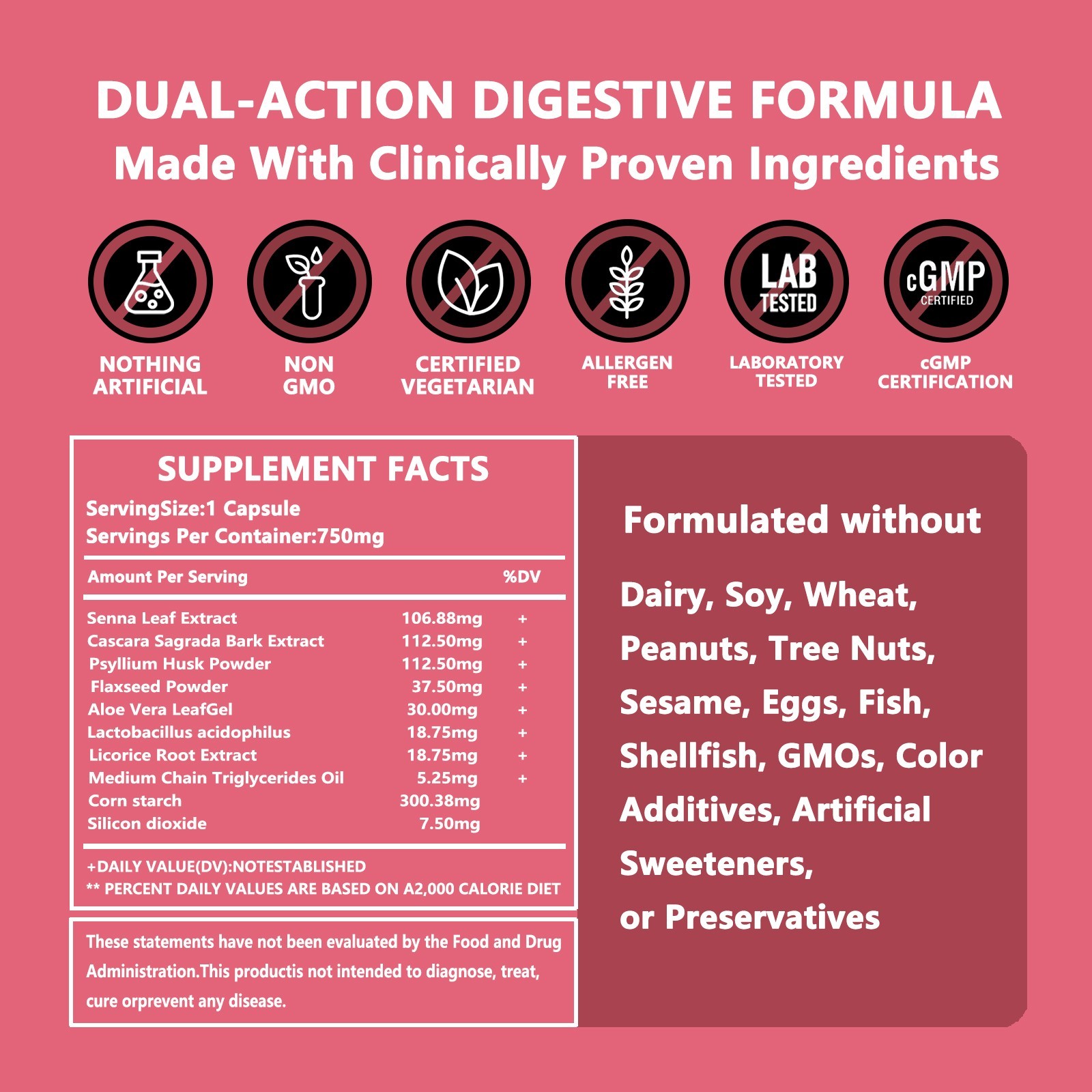 Probiotic 100 Billion & Digestive Enzyme Supplement Food Breakdown 60ct Set