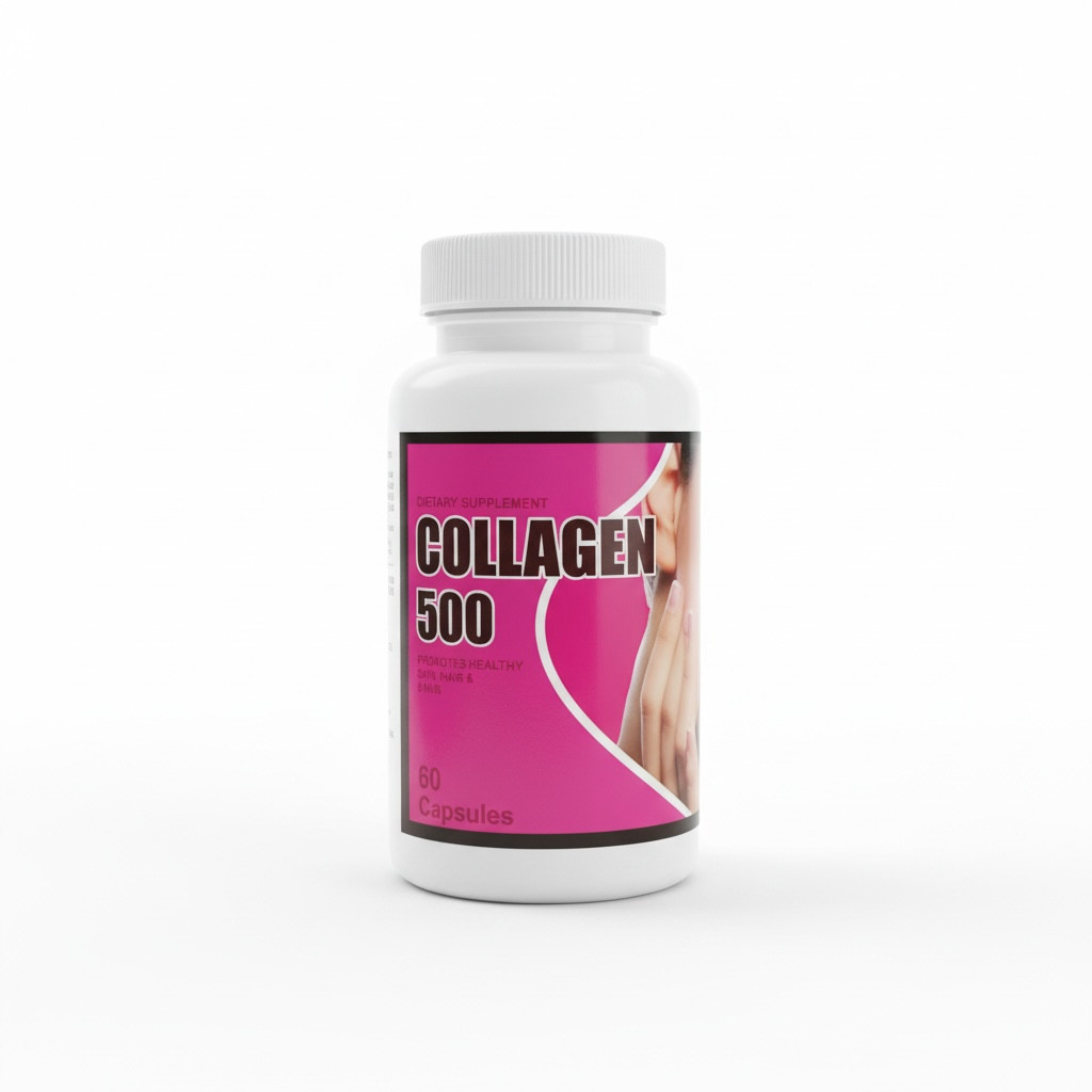Collagen 500 mg Capsules Skin Hair Nails Support 60 Capsules Anti Aging Unisex