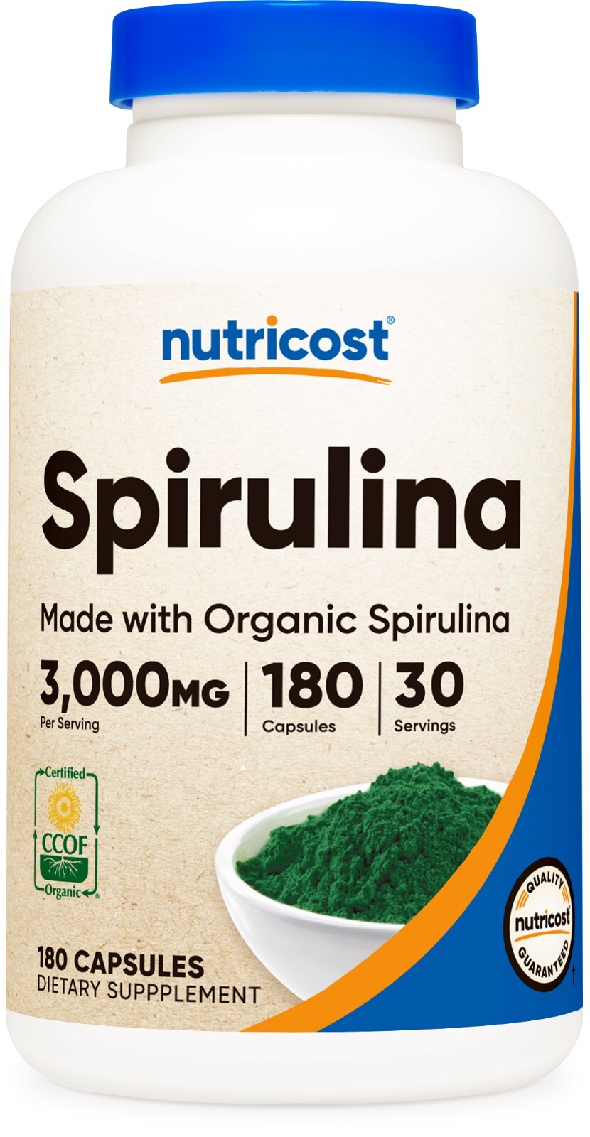Nutricost Spirulina 3,000mg, 180 Capsules, Made with Organic Spirulina
