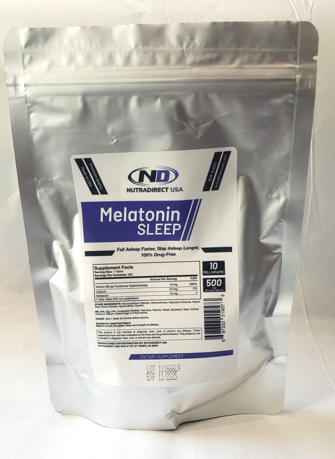 NutraDirect Melatonin 10mg TIME RELEASE Tablets – 1000 Tablets! EXP: MAR 2026