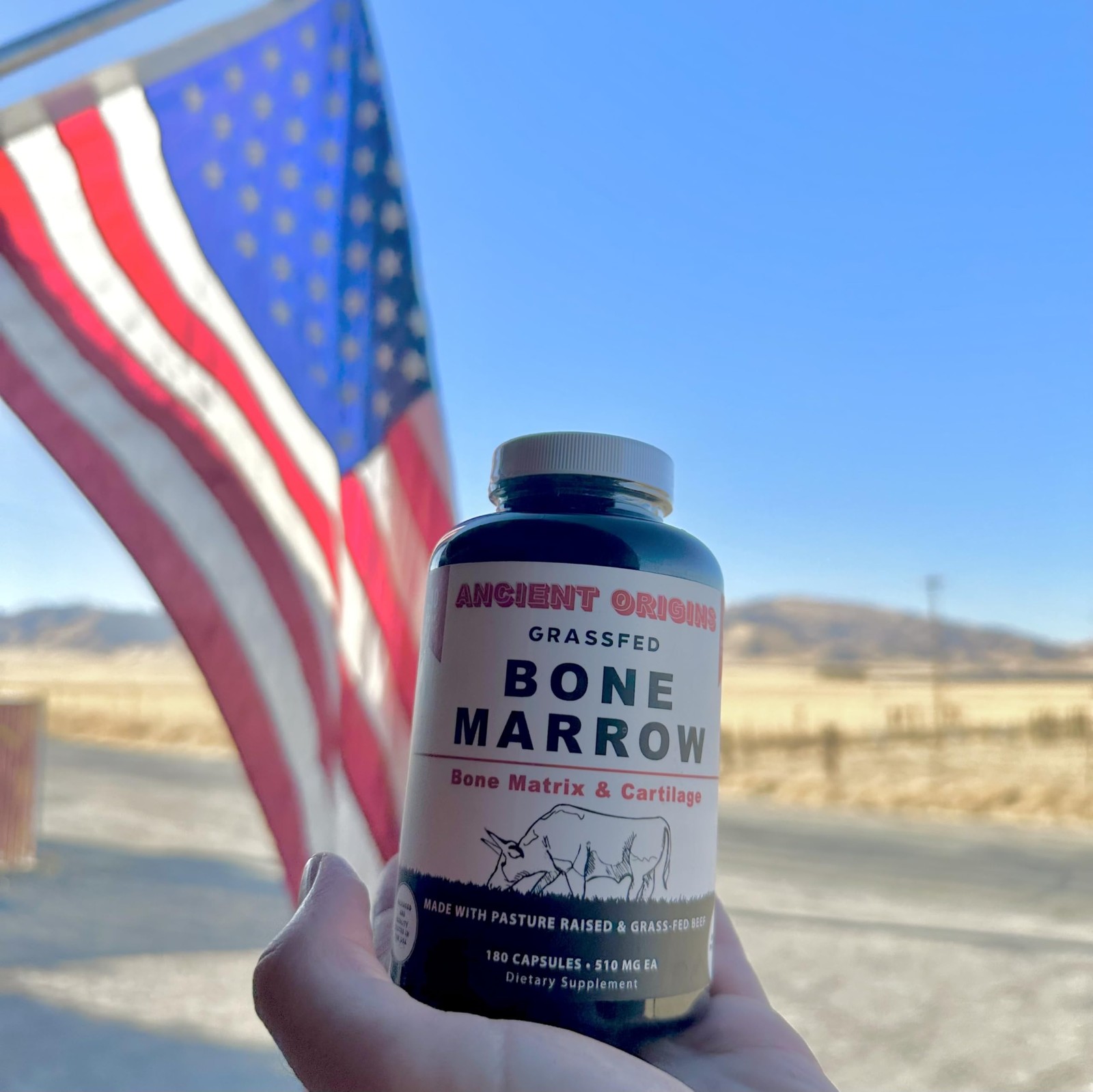 Grass Fed Bone Marrow Supplement, 3060mg, Skin, Oral Health, and Joint Support