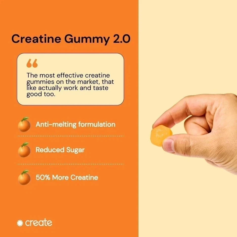 Create Creatine Monohydrate Gummies – Orange – 90 Count – NEW & SEALED