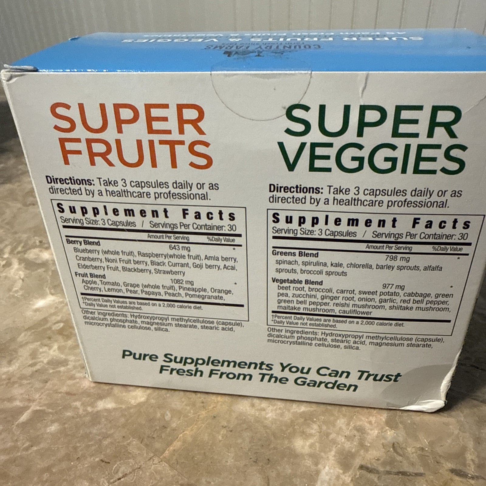 COUNTRY FARMS ~ Super Fruits & Veggies ~ DAILY WHOLE FOOD SUPPLEMENTS Exp 10/26