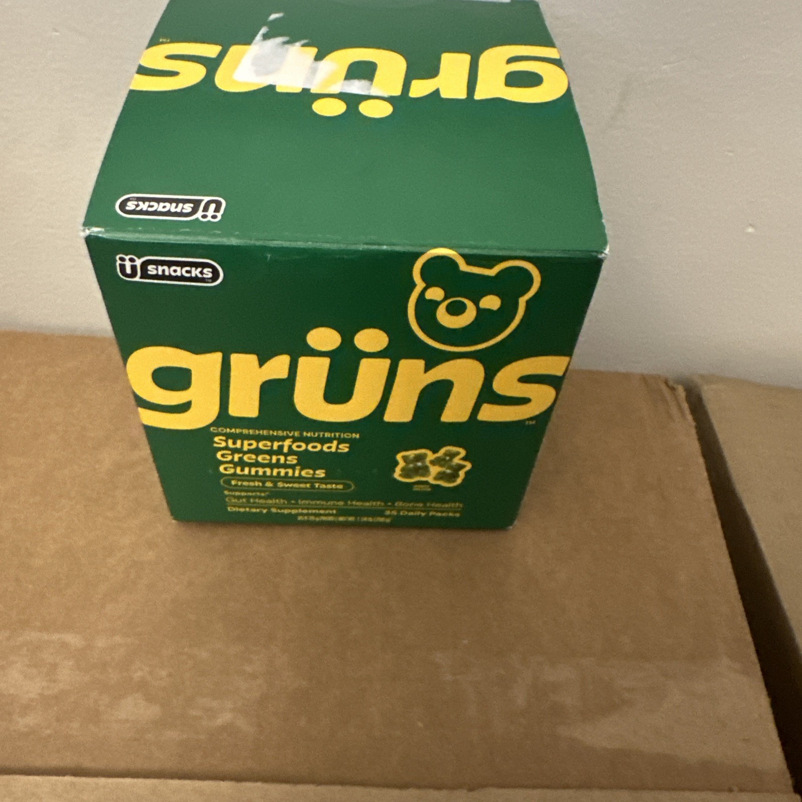 Gruns Superfoods Greens Gummies 35 Packs-07/2027- Individually Sealed (Box Open)
