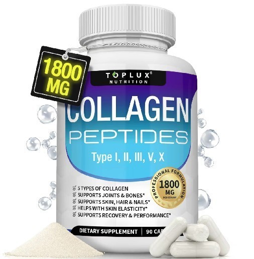 Premium Collagen Peptides 1800 MG Hydrolyzed Anti-Aging – Types I,II,III,V,X-+