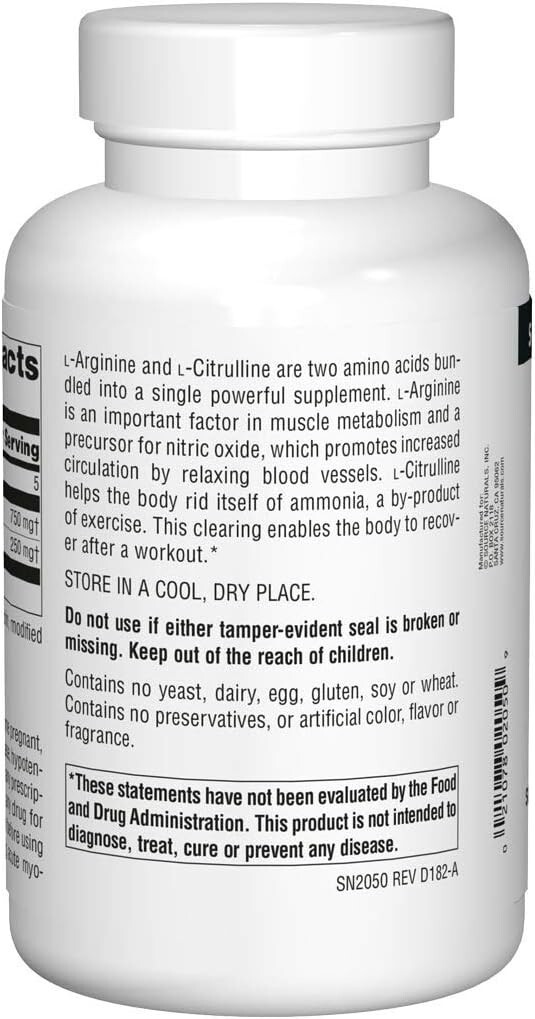 Source Naturals, Inc. L Arginine L Citrulline Complex 240 Tablet