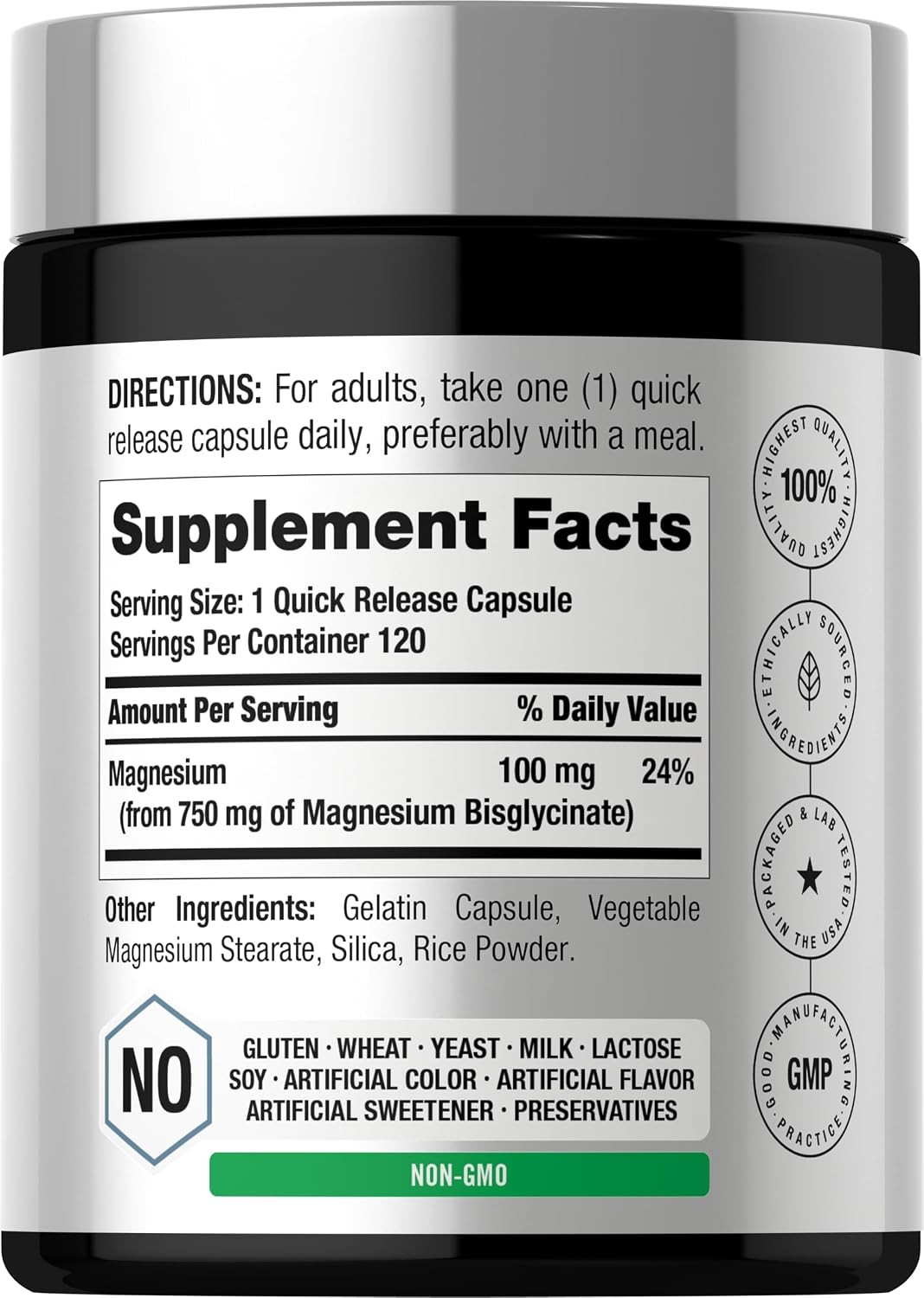 Bisglicinato de Magnesio 100% Quelato, No Laxante, Máxima Absorción y Bioavailab
