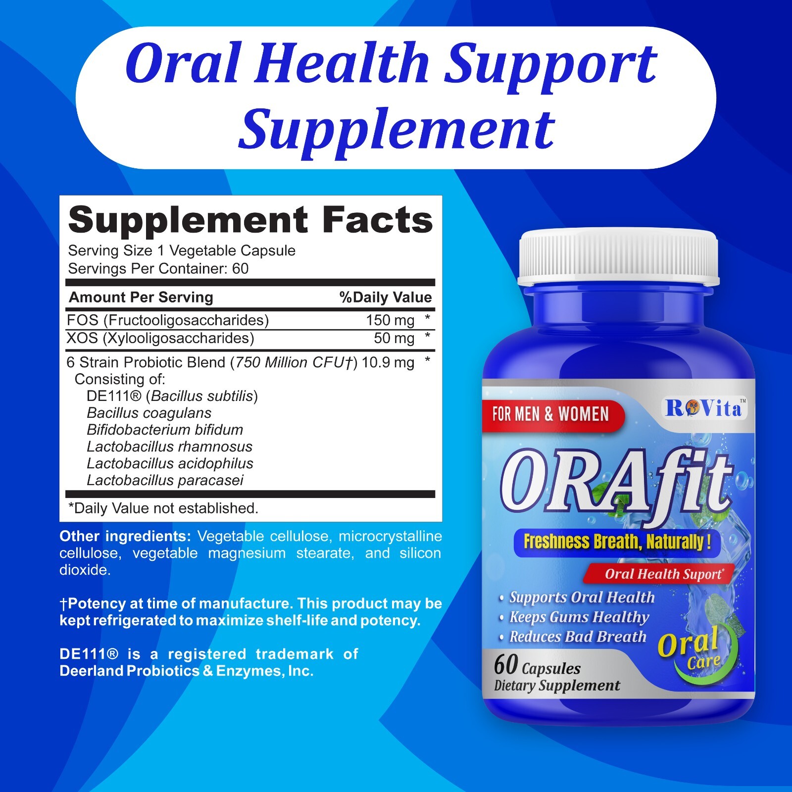 Oral Breath Freshener Dental Probiotics –Oral Health Supplement for Fresh Breath
