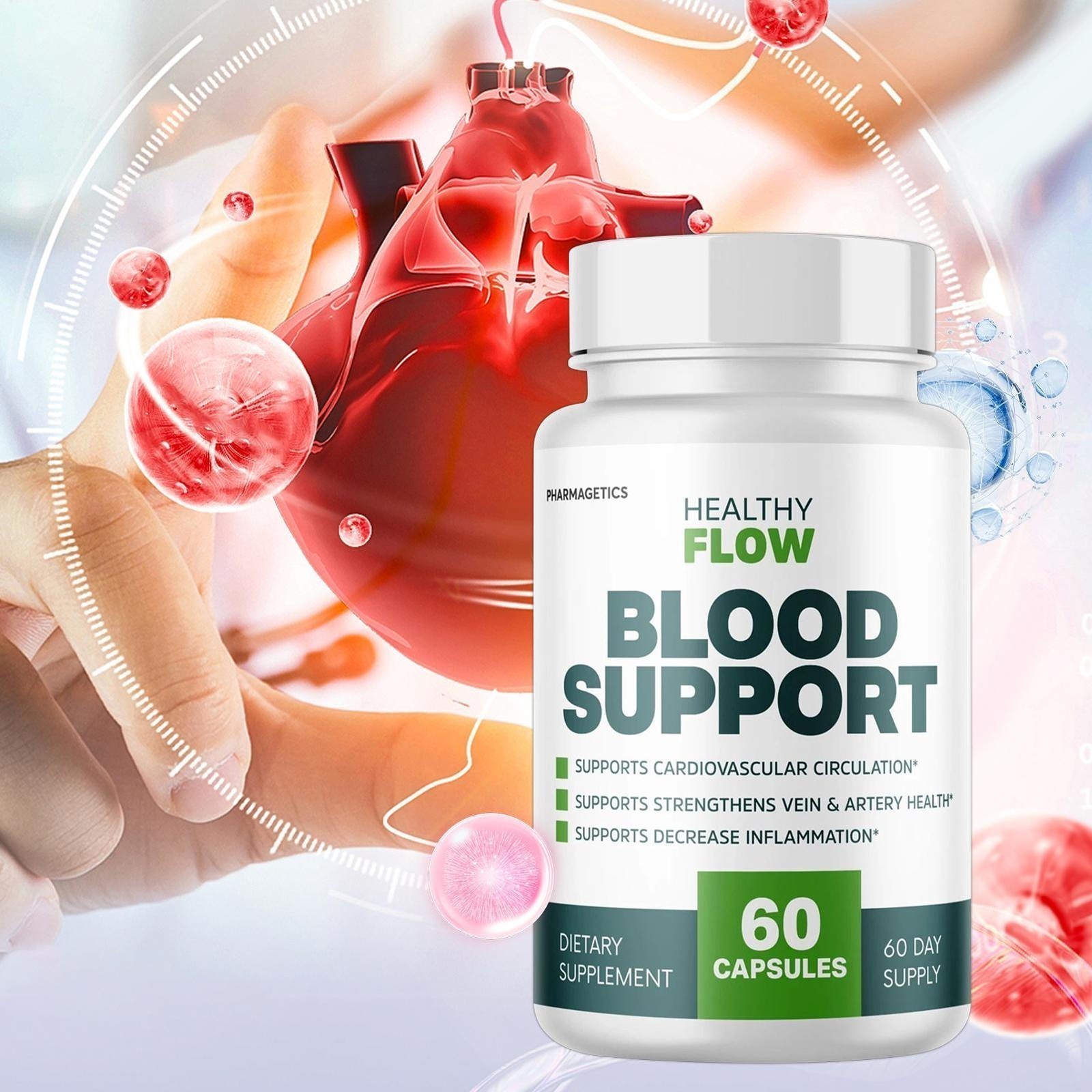 2Pack healthful Flow Blood Support, Cardiovascular Circulation 120 Capsules SKY