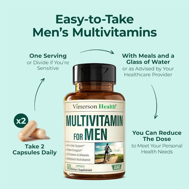 Multivitamin Men’s Methylation Daily Capsules B12 A D CZinc Magnesium60Capsules-