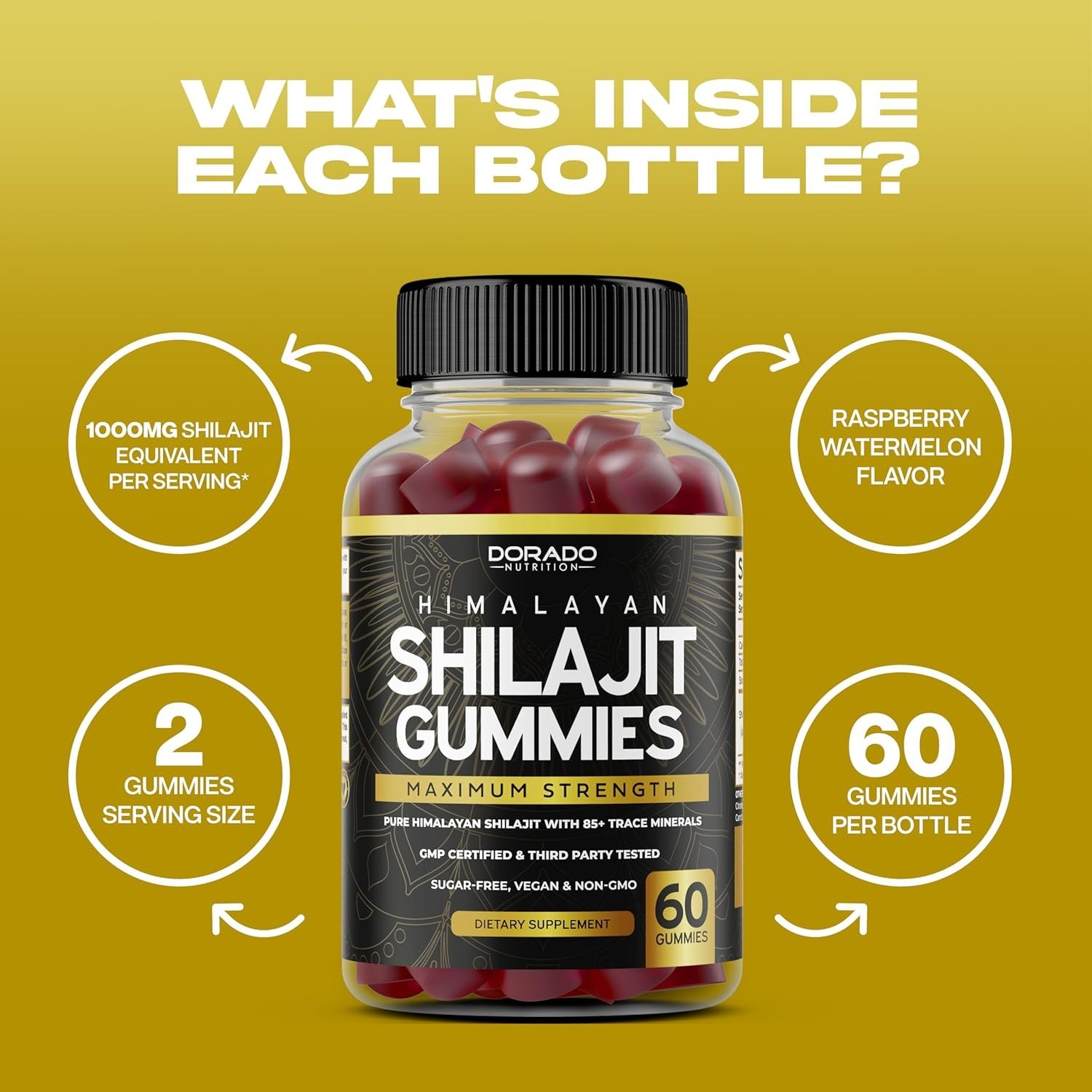 Shilajit Gummies For Men & Women High Potency Gold Grade with 85+Trace Mineral..