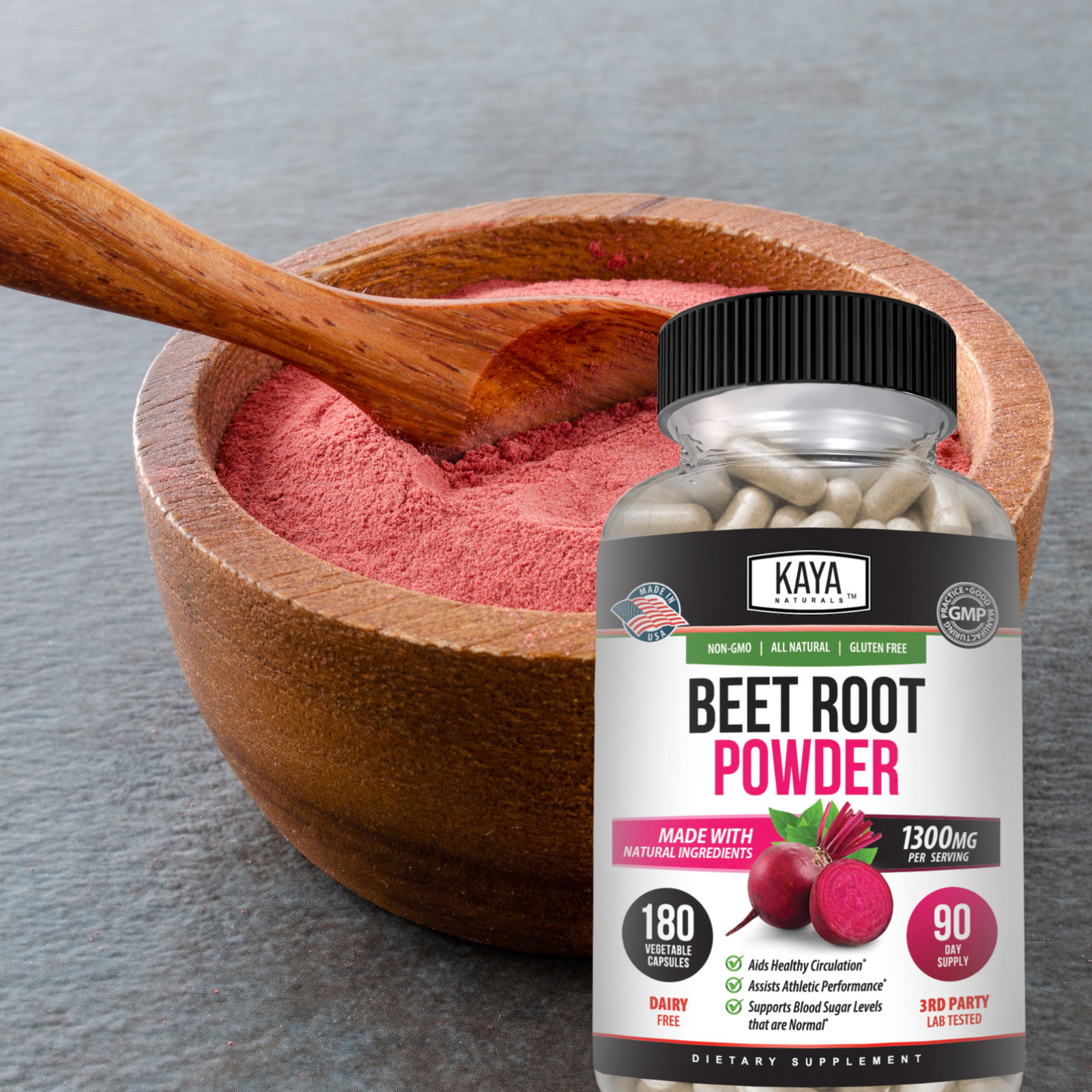 Organic Beet Root Powder 1300mg 180ct Nitric Oxide Booster Superfood Beetroot