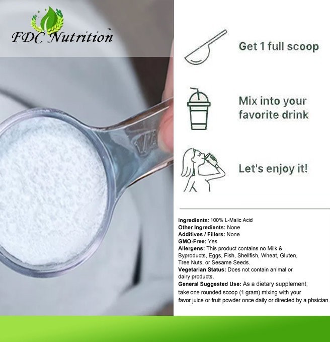 Pure L- Malic Acid Powder 1 LB (500g) – Gluten Free, Non-GMO