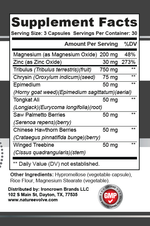 Nature Evolve Premium Ultra Test Men’s Health Support 1305mg Made In USA