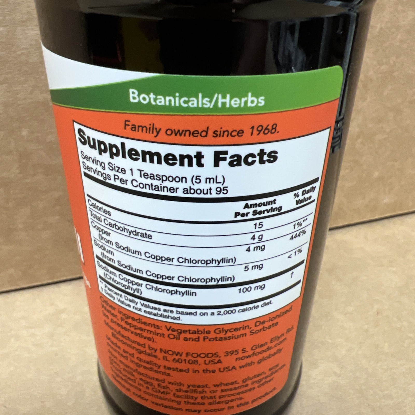 Now Foods Liquid Chlorophyll Mint Flavor 16 fl oz 473 ml GMP Quality Assured,