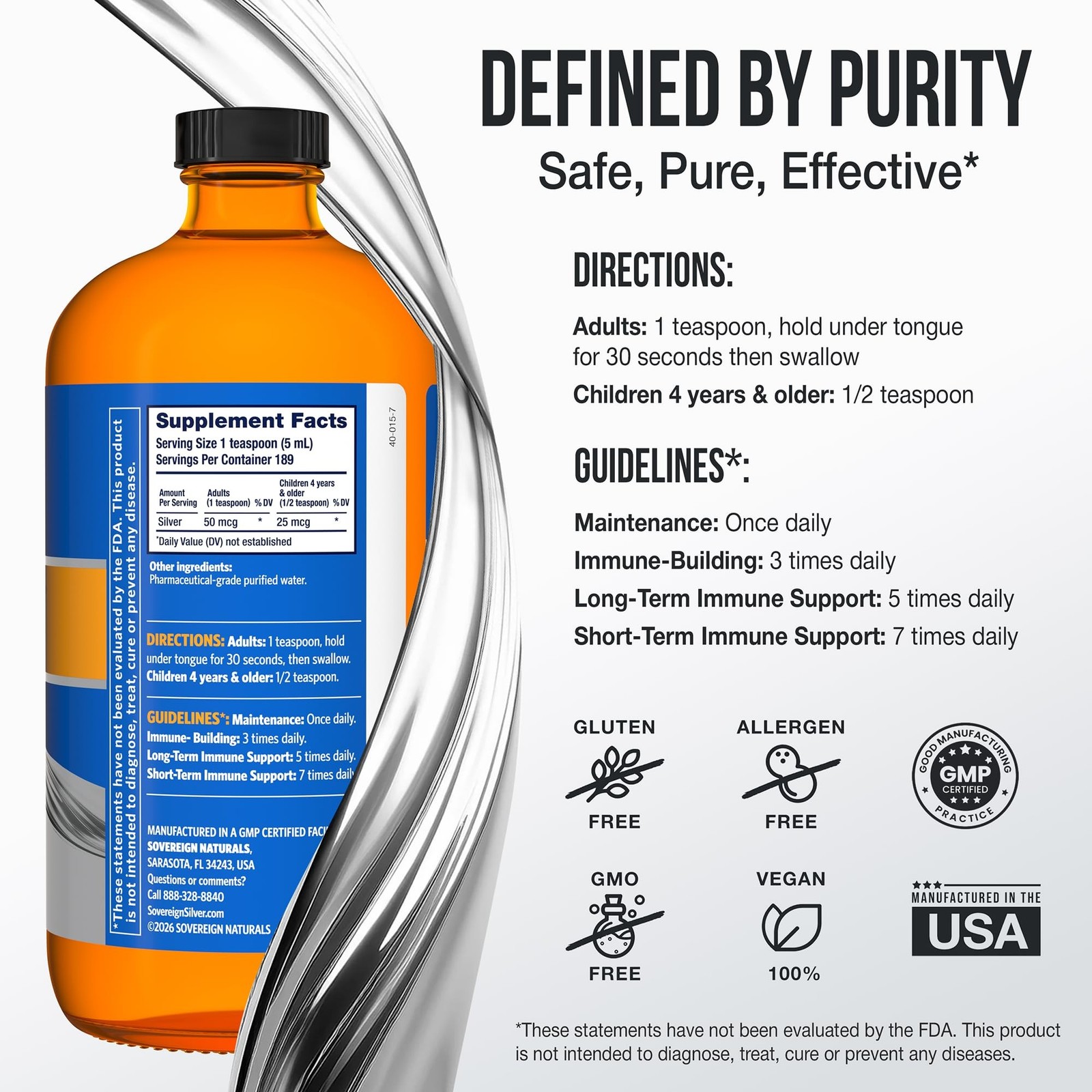 Sovereign Silver Immune Support, Colloidal Silver, 32 fl oz (946 mL) | Bio-Ac…