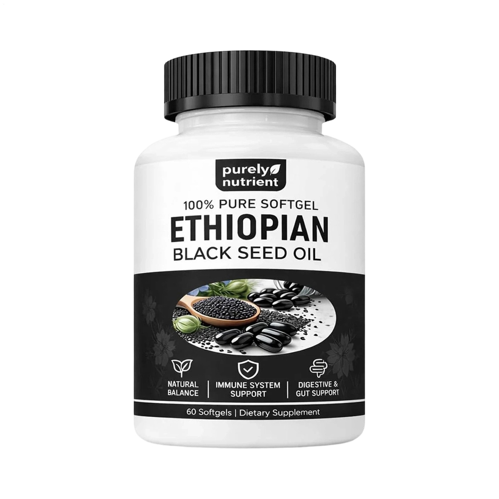 60 Count Black Seed Oil Softgels Daily Herbal Nutritional Dietary Supplement