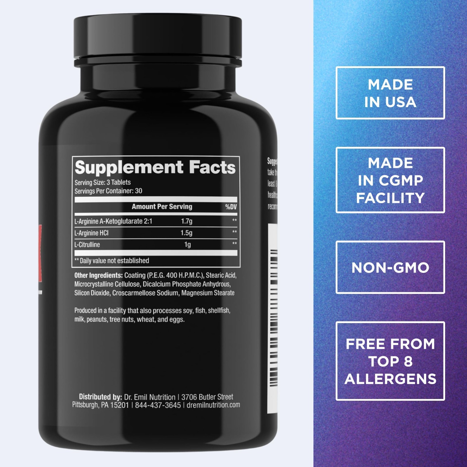 High-Dose Arginine 3K Elite – Nitric Oxide Booster for Blood Flow & Muscle Growt