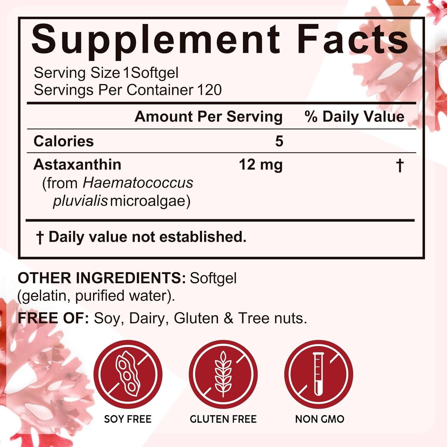 Astaxanthin 12mg – Antioxidant, Supports Eye, Joint, Skin Health, Immune Support